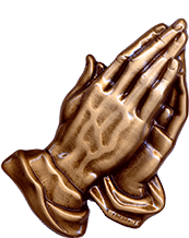 Praying Hands Bronze Applique from Sunset Memorial and Stone Ltd. in Calgary, Alberta Canada